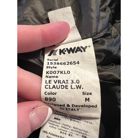 K-Way Packable Jacket Le Vrai 3.0 Claude LW Size M Green Gorpcore Travel Layer - Picture 12 of 15